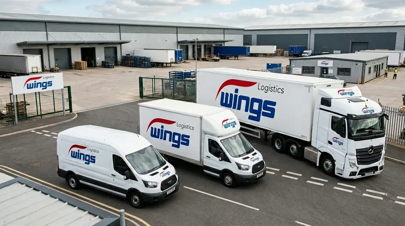 Wings Logistics depot yard with HGV fleet